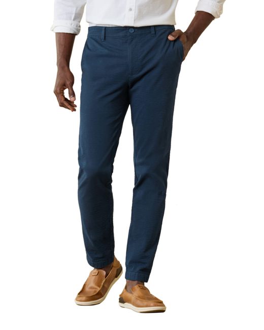 Tommy Bahama Blue Nova Weave Flat Front Performance Seersucker Pants for men