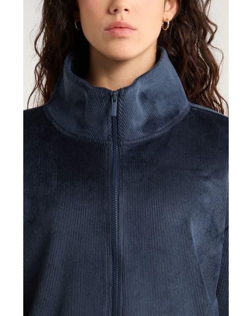 Zella Blue Plush Rib Jacket