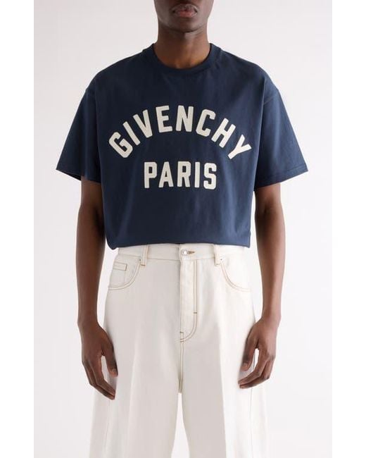 Givenchy Blue Regular Fit Logo Patch T-Shirt for men