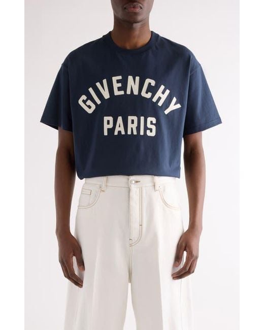 Givenchy Blue Regular Fit Logo Patch T-Shirt for men