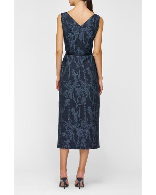 Kay Unger Blue Drew Beaded Embroidery Cocktail Dress