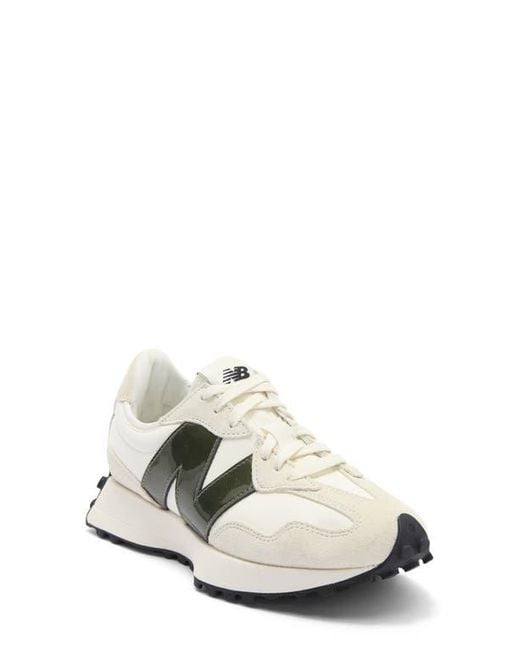 New Balance White 327 Patent Sneaker