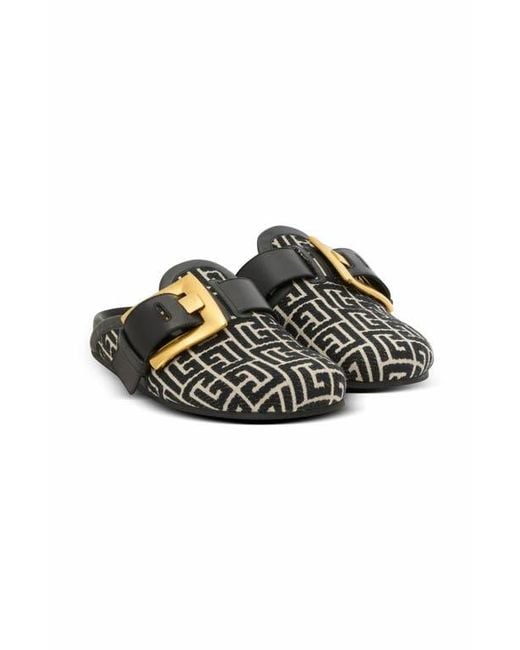 Balmain Black Anthem Mules With Pb Monogram for men