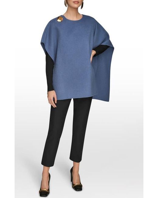 Donna Karan Blue Wool Blend Cape