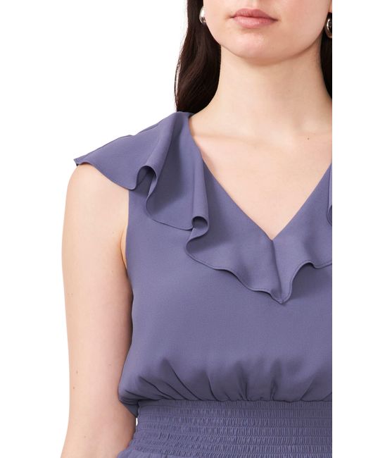 Halogen® Blue Halogen(r) Ruffle Smocked Waist Midi Dress