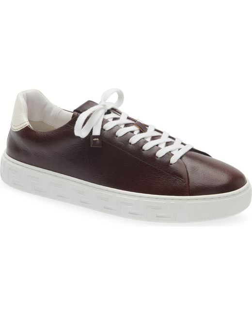 Versace Brown Greca Leather Sneaker for men