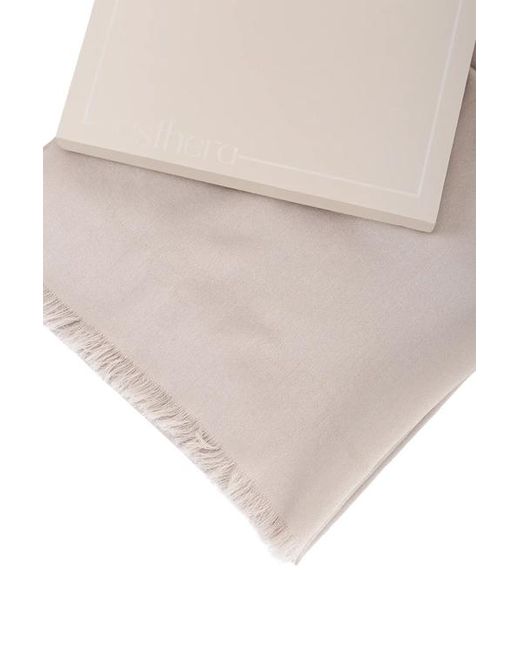 Esterah White Wool Logo Scarf