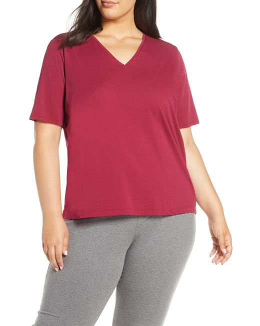 Eileen Fisher Red V-neck Organic Cotton Tee