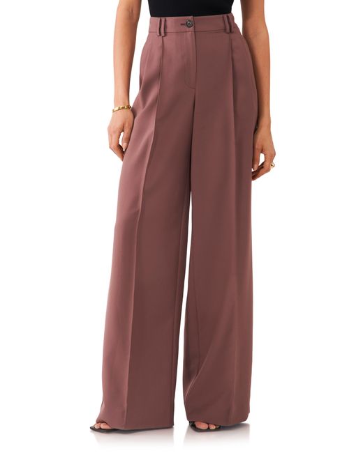 1.STATE Red Front Pleat High Waist Wide Leg Pants