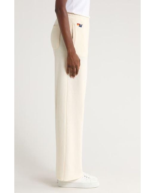 Aviator Nation Natural 5-Stripe Wide Leg Sweatpants