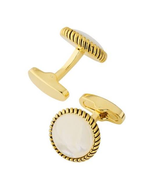 Link Up Metallic Round Cufflinks With Texture Border for men