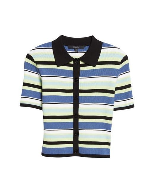 Toccin Blue Shae Button Front Polo