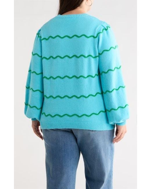Sugarlips Blue Maeverly Wavy Stripe Sweater