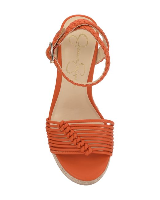 Jessica Simpson Orange Talise Ankle Strap Espadrille Platform Wedge Sandal