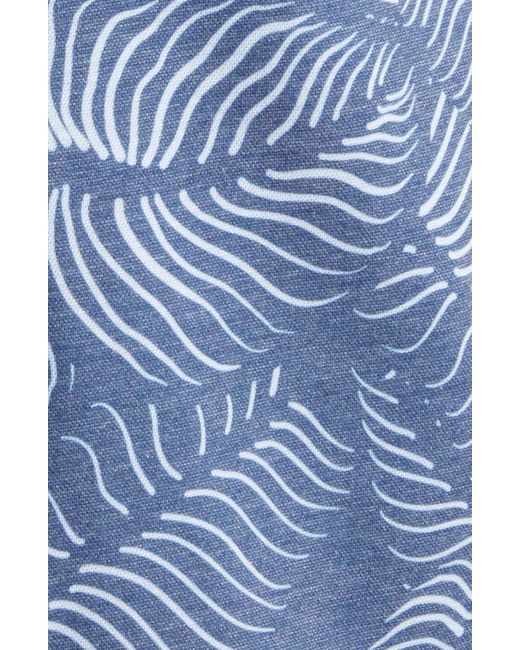 Fundamental Coast Blue Wilshire Sagebrush Leaf Print Short Sleeve Stretch Button-up Shirt for men