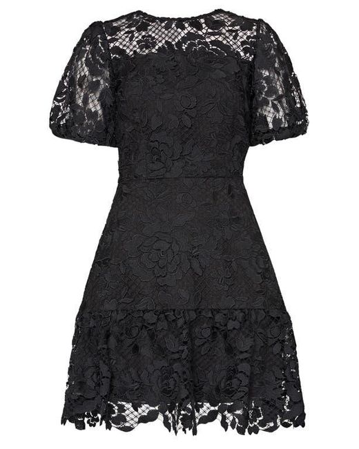 MILLY Black Yasmin Rose Mosaic Lace Dress