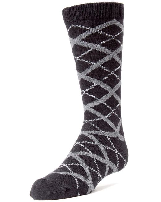 Memoi Black Diamond Interlock Crew Socks for men