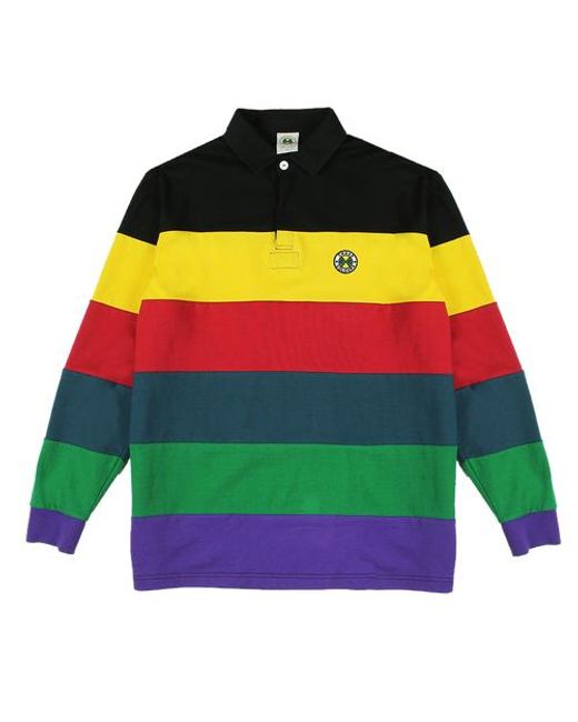 Cross Colours Yellow Retro Stripe L/S Rugby for men