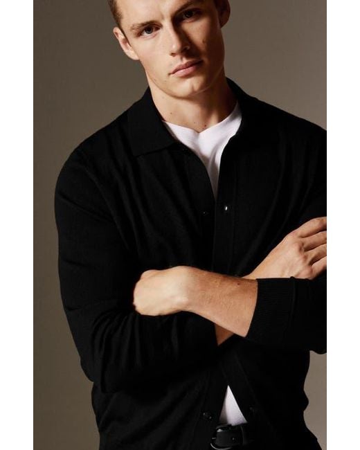 Mango Black Wool Cardigan for men