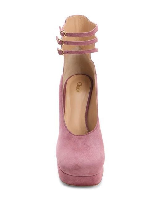 Chloé Pink Ankle Strap Platform Pump