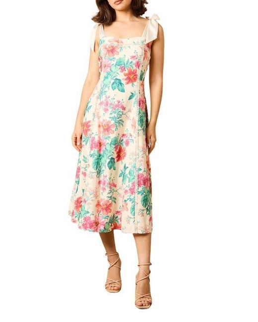 Oasis Multicolor Bow Strap Midi Prom Dress