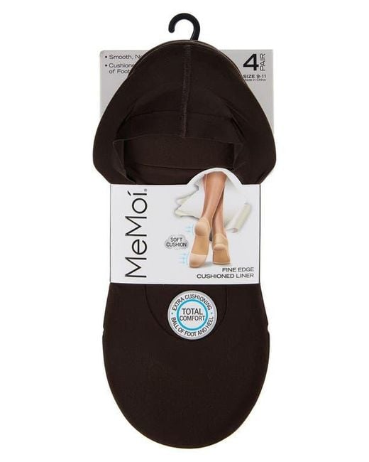 Memoi Black Assorted 4-Pack Cushioned Liner Socks