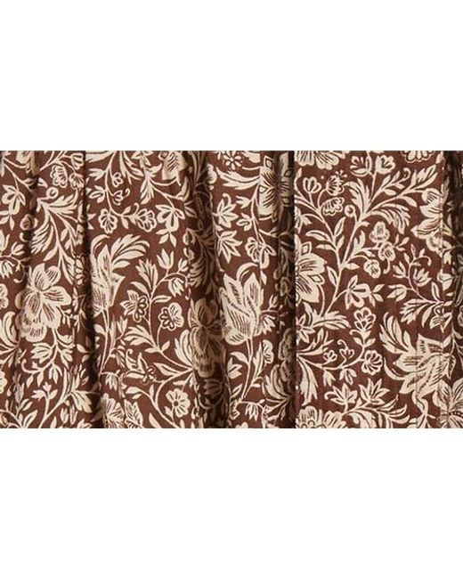 MILLE Brown Franoise Floral Stripe Cotton Skirt