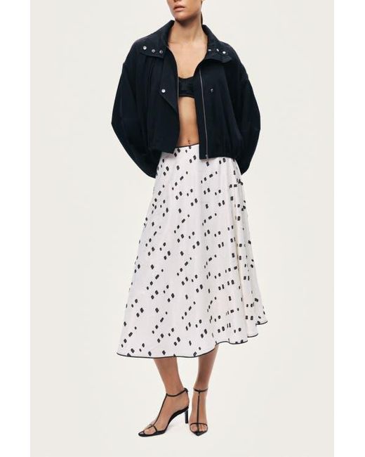Nocturne Blue High-Neck Gathered Jacket