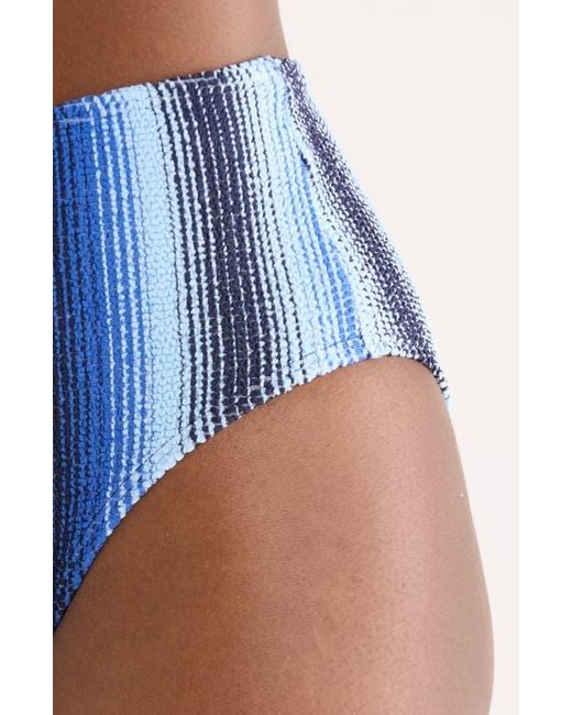 Lemlem Blue Stripe High Leg Bikini Bottoms