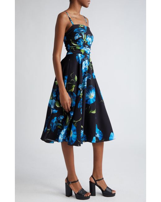 Dolce & Gabbana Bluebell Floral Print Charmeuse A-line Dress