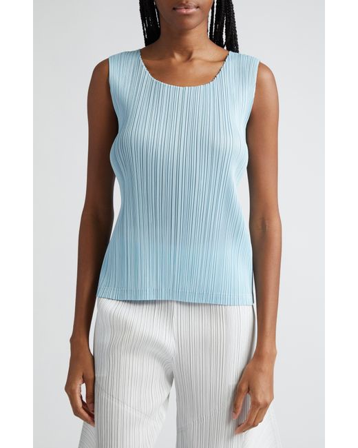 Pleats Please Issey Miyake Blue Monthly Colors March Sleeveless Top