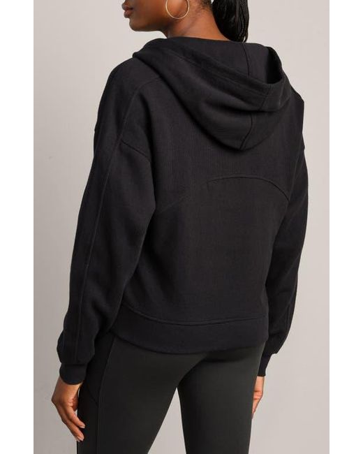 Rhone Black Signature Cotton Blend Rib Half Zip Hoodie