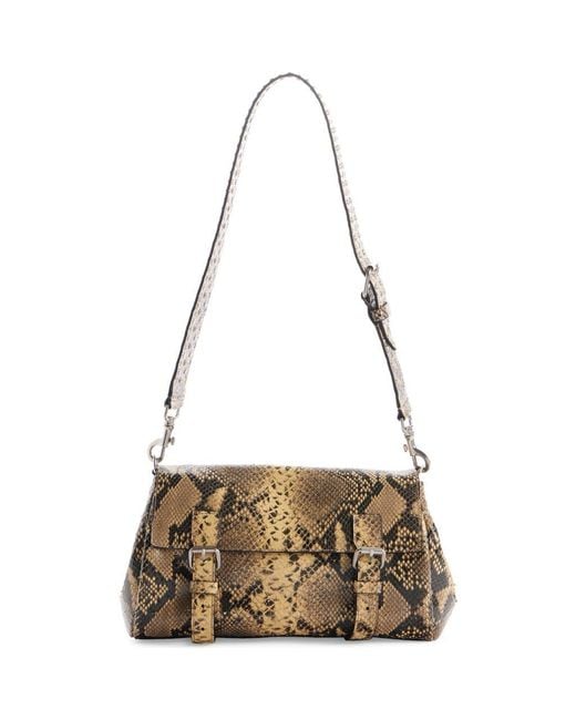 Dries Van Noten Metallic Python Print Leather Shoulder Bag