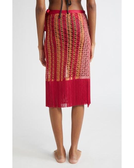 Missoni Red Open Knit Fringe Cover-Up Pareo