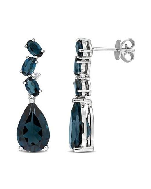 Julianna B Blue Gemstone & Diamond Drop Earrings 10K