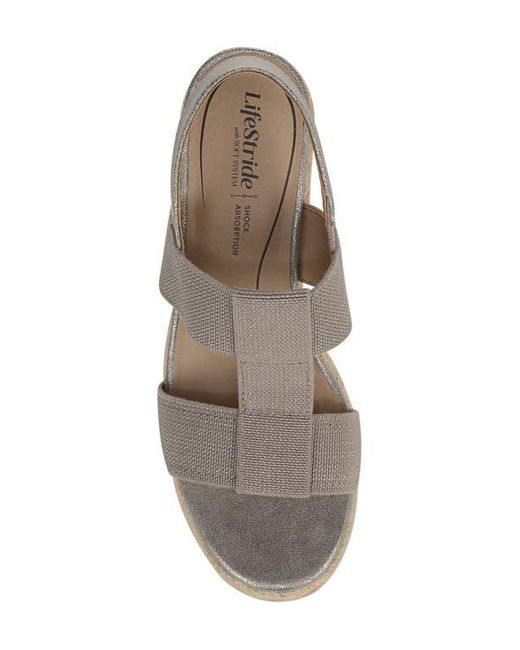 LifeStride Gray Tallulah Espadrille Slingback Platform Wedge Sandal
