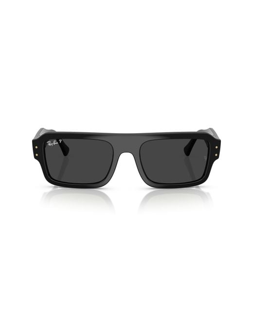 Ray-Ban Black 56Mm Polarized Rectangular Sunglasses for men