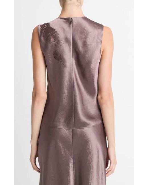Vince Purple Embroidered Satin Shell