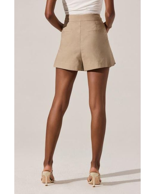 Astr Natural Asymmetric Pleat Shorts