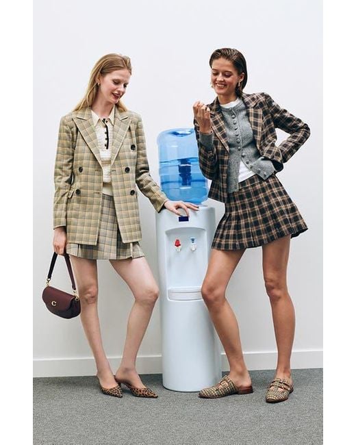 Avec Les Filles White Plaid Pleated High Waist Skirt