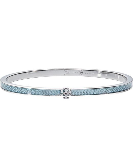 Tory Burch Blue Kira Enamel Hinge Slim Bracelet
