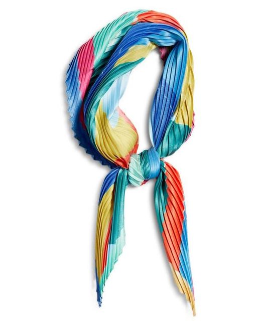 Echo Blue Painterly Composition Pleated Diamond Scarf