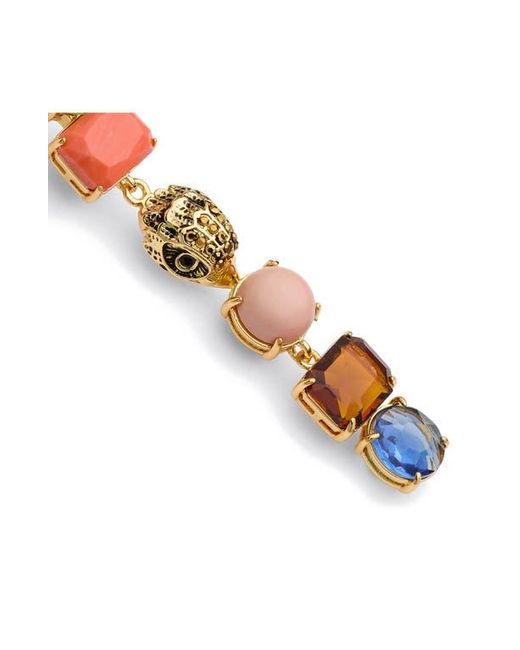 Kurt Geiger White Mixed Crystal & Semiprecious Stone Linear Drop Earrings