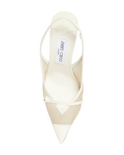 Jimmy Choo White Amita Pointed Cap Toe Slingback Pump