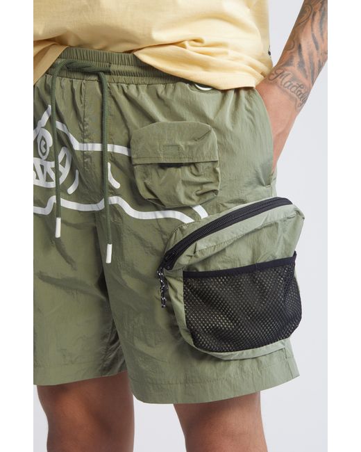 ICECREAM Green Hiker Cargo Shorts for men