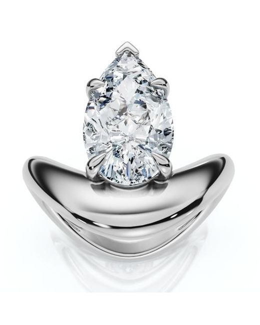 Bliss Diamond Metallic Certified 2Ct Minali Curved Pear Diamond Engagement Ring 14K/Pt Lab Grown