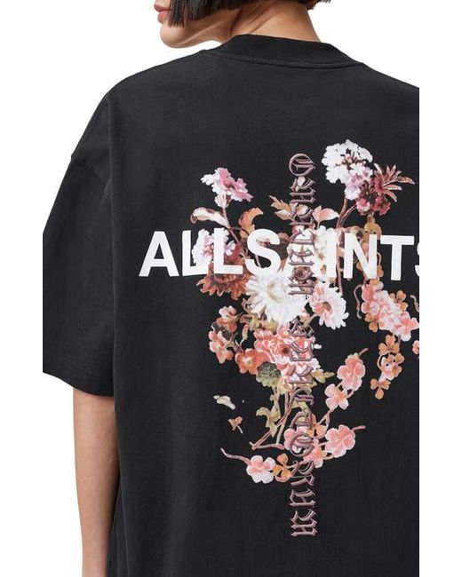 AllSaints Black Eternal Etta Cotton Graphic T-Shirt