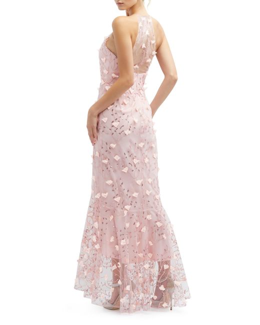 Dessy Collection Pink Sequin Embroidered High-low Gown