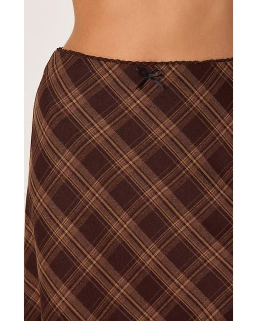 Astr Brown Plaid Slip Skirt