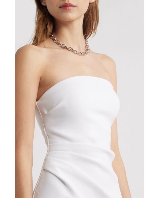 Open Edit White Ruched Strapless Maxi Dress